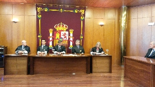 La nueva secretaria de Gobierno, María García Melón, pronuncia un discurso tras tomar posesión.